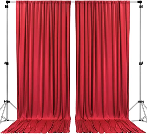 Photo 1 of AK TRADING CO. 10 feet x 8 feet Polyester Backdrop Drapes Curtains Panels with Rod Pockets - Wedding Ceremony Party Home Window Decorations - RED
