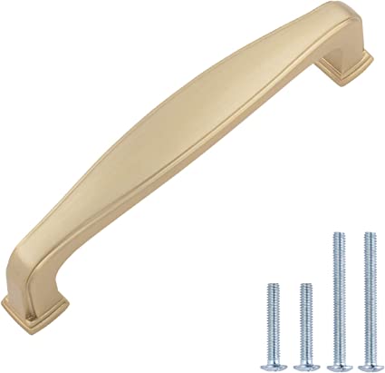 Photo 1 of Amazon Basics Traditional Arch Cabinet Handle, 4.38-inch Length (3.75-inch Hole Center), Golden Champagne, 10-pack

