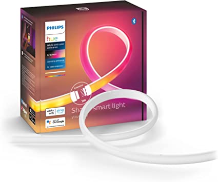 Photo 1 of Philips Hue Gradient Ambiance Lightstrip Extension (1m/3ft Extension), Flowing Multicolor Effect, Works with Amazon Alexa, Apple Homekit and Google Assistant, Bluetooth Compatible, Requires Base Kit
