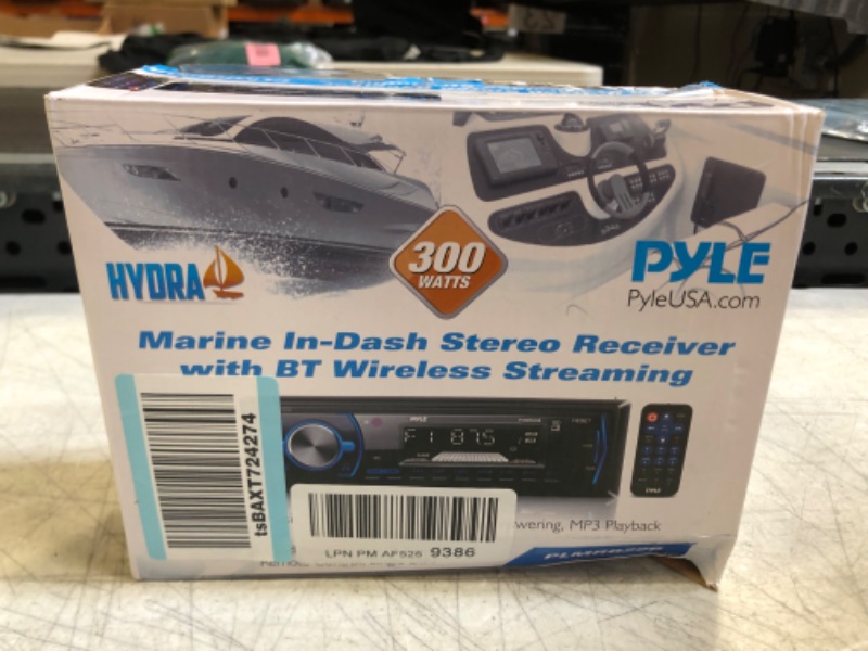 Photo 4 of Pyle Marine Bluetooth Stereo Radio - 12v Single DIN Style Boat In dash Radio Receiver System with Built-in Mic, Digital LCD, RCA, MP3, USB, SD, AM FM Radio - Remote Control - PLMRB29B (Black)