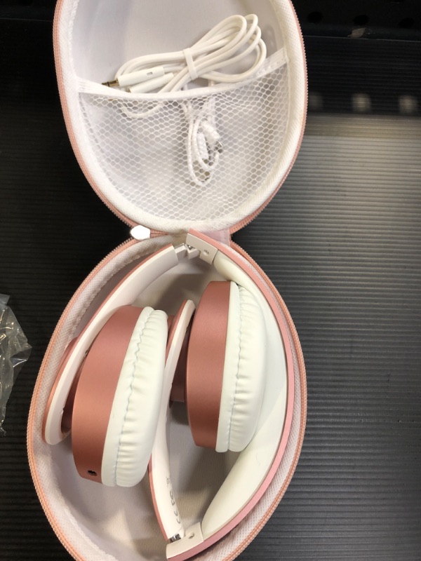 Photo 4 of TUINYO Bluetooth Headphones Wireless, Over Ear Stereo Wireless Headset 40H Playtime with deep bass, Soft Memory-Protein Earmuffs, Built-in Mic Wired Mode PC/Cell Phones/TV- Rose Gold Rose Gold Upgrade