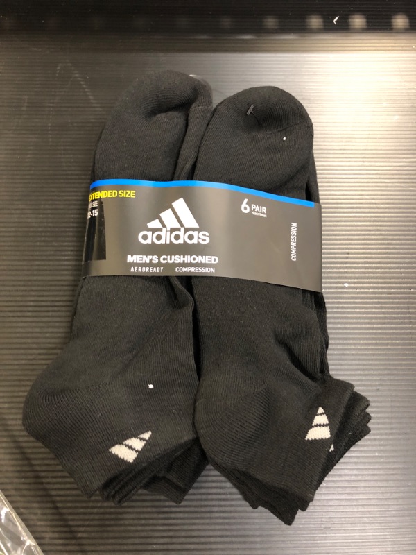 Photo 2 of adidas mens Athletic Cushioned Low Cut Socks (6-pair) Black/Aluminum 2 X-Large