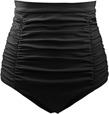 Photo 1 of DANIFY Women's Ruched High Waisted Bikini Bottom Tummy Control Swim Bottoms Vintage Plus Size Tankini Swimsuit Bottoms -- Size 48
