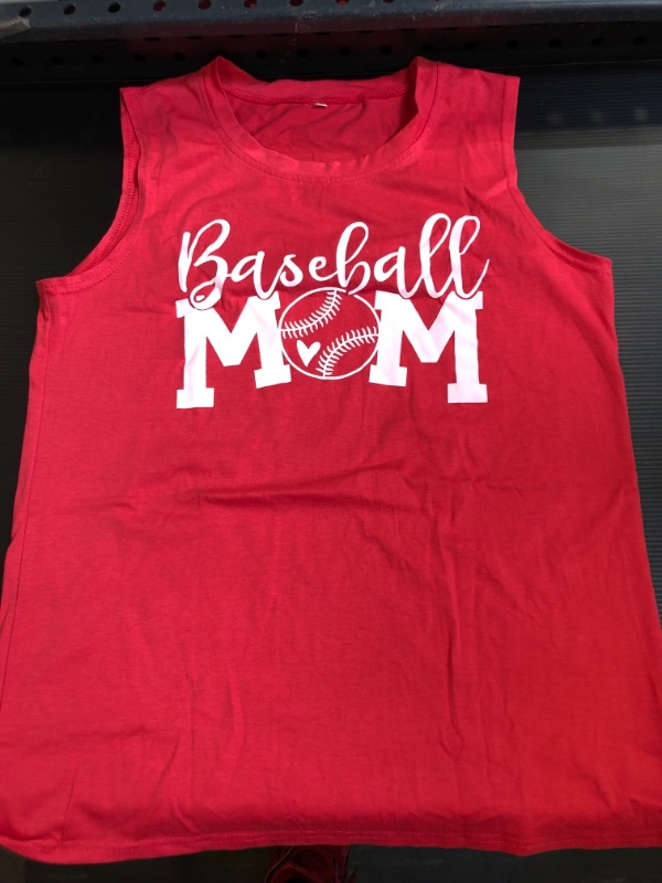 Photo 1 of Baseball Mom Tank Tops Baseball Love Graphic Tee Shirts Women Summer Letter Print Sleeveless Shirt -- Size Medium
