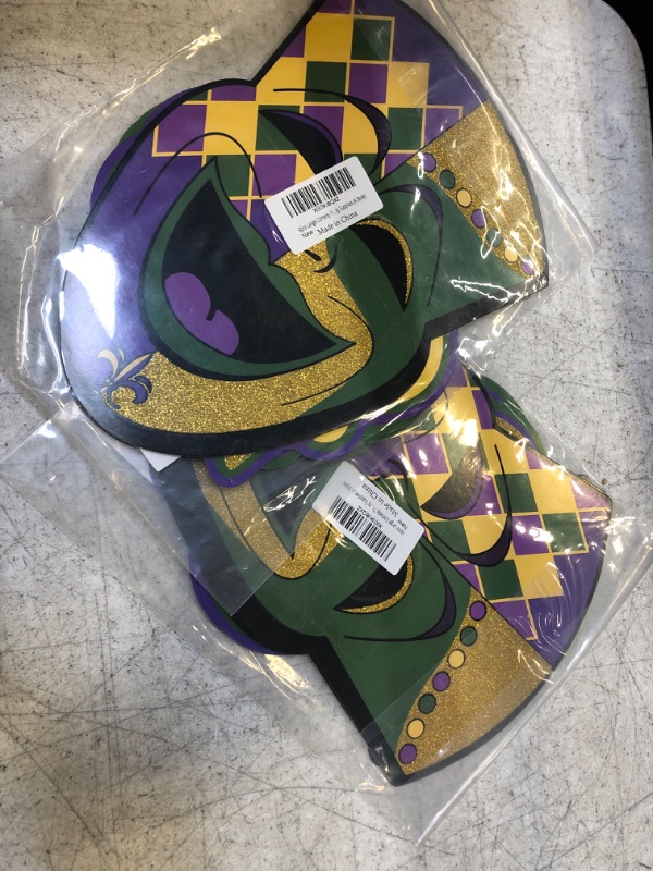 Photo 1 of 2 COUNT 8pcs Large Comedy Tragedy Face Cutouts, Fleur de Lis Mardi Gras Cutouts,Wagon Costume Cover Float Decoration for Mardi Gras Party Supplies (A Style)