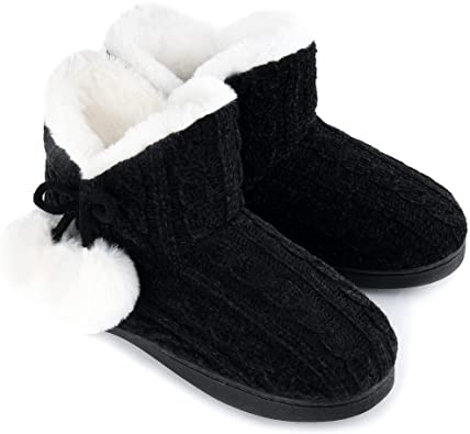 Photo 1 of DL Womens-Warm-House-Bootie-Slippers Fluffy Cute For Winter, Comfy Cable Knit Memory Foam Ladies Boots Slippers Indoor With Fuzzy Plush Lining, Cozy Female Adult Home Bedroom Shoes SIZE 9 