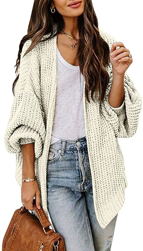 Photo 1 of Frolitre Women's Oversized Cardigan Chunky Knitted Long Lantern Sleeve Open FronT SIZE LARGE/ MEDIUM 