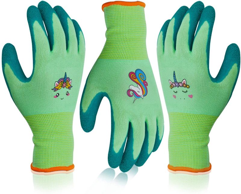 Photo 1 of GLOSAV 3 Pairs Kids Gardening Gloves for Age 7-9 Childrens Garden Glove for Toddlers Yard Work, Non Slip, Flexible (Small for 7, 8  , 9 Year Old)