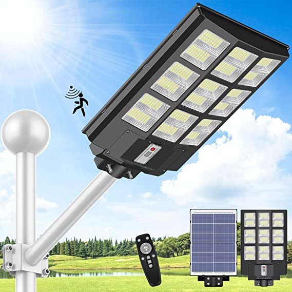 Photo 1 of 800W Led Solar Street Light Outdoor, 50000LM IP65 Waterproof Solar Security Flood Lights Motion Sensor with Remote Control & Arm Bracket, Dusk to Dawn Solar LED Light Lamp for Garden Yard Parking Lot
