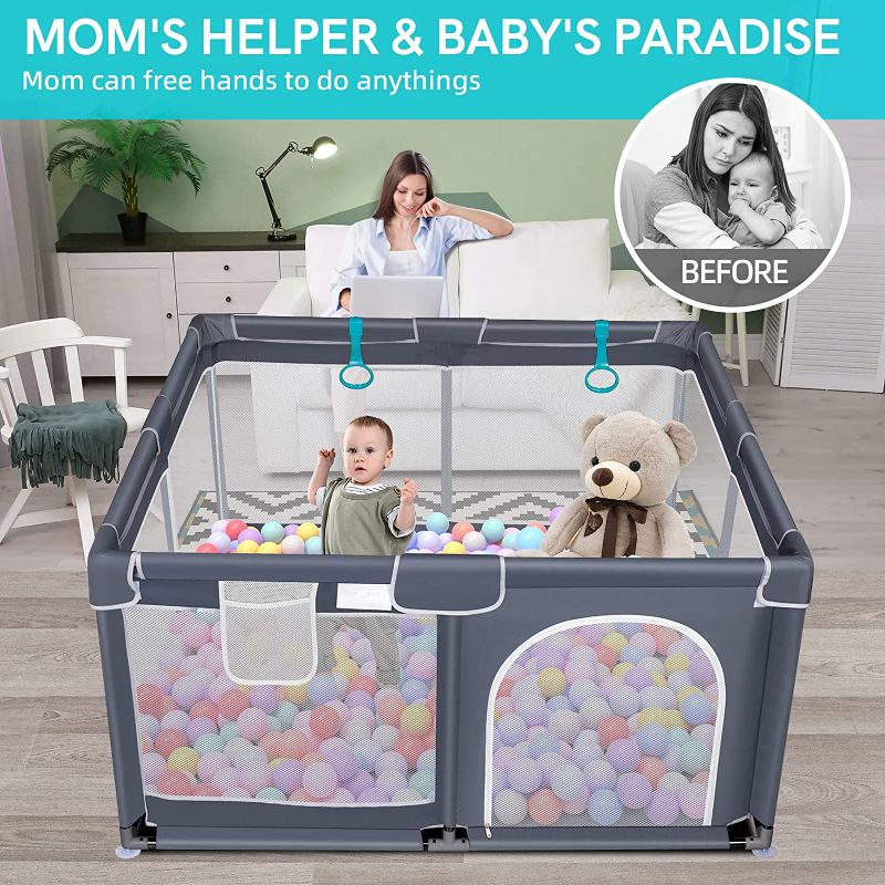 Photo 1 of Baby Playpen, Play Pens for Babies and Toddlers, Baby Playard with Zipper Gates, Indoor & Outdoor Playard for Kids Activity Center ( missing parts )