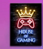 Photo 1 of 2 Pcs Framed Neon Gamer Symbol Canvas Wall Art Paintings Gaming Wall Decor Prints Pictures Posters Artwork for Kids Teenage Boys Game