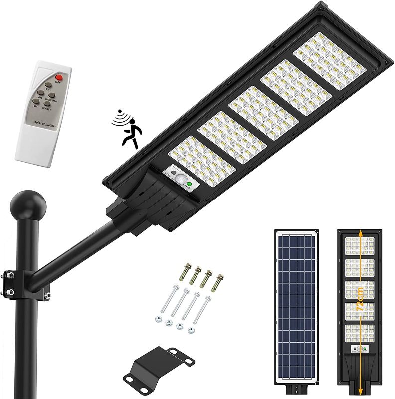 Photo 1 of 2pcs 350W Solar Street Light, 400LED Solar Flood Lights Outdoor Dusk to Dawn Motion Sensor, with Remote Control 