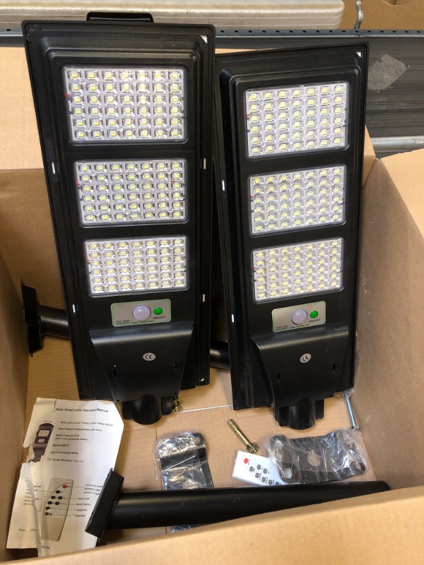 Photo 1 of 2pcs 350W Solar Street Light, 400LED Solar Flood Lights Outdoor Dusk to Dawn Motion Sensor, with Remote Control 