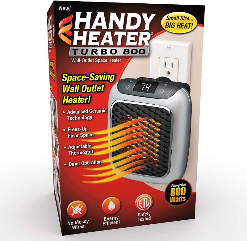 Photo 1 of Ontel Handy Heater Turbo 800 Wall Outlet Small Space Heater with Adjustable Thermostat,