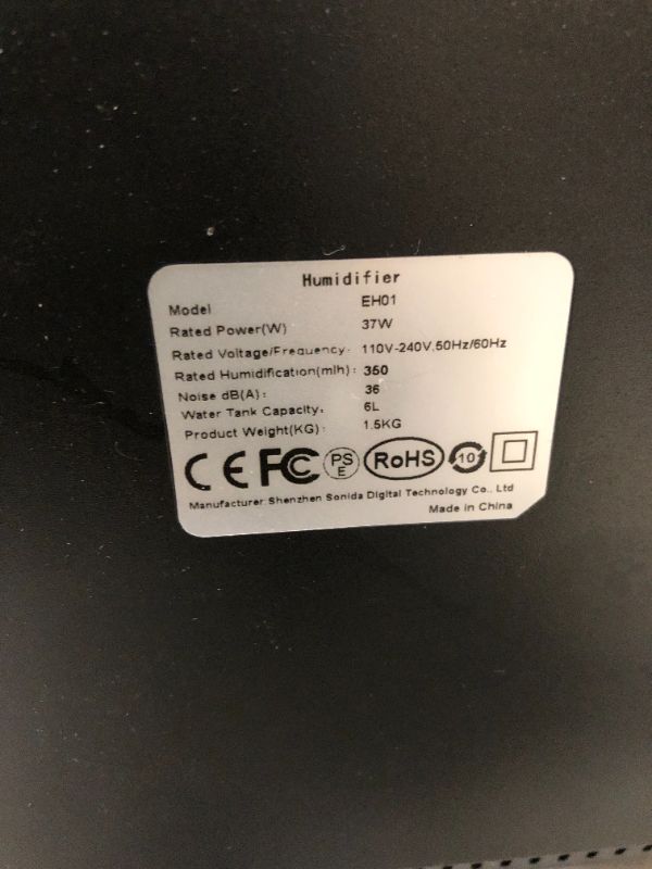 Photo 1 of 6L Humidifiers for Bedroom Large Room, Cool Mist Humidifiers ( USED ITEM )