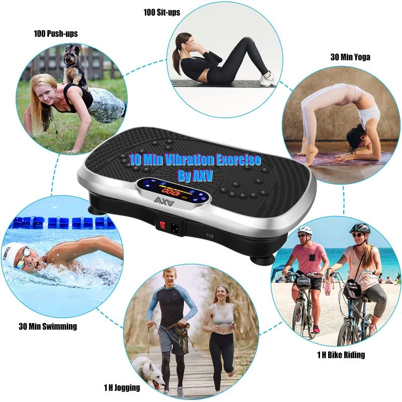 Photo 1 of AXV Vibration Plate Exercise Machine Whole Body Workout Vibrate Fitness Platform Lymphatic Drainage Machine for Weight Loss Shaping Toning Wellness Home Gyms Workout SLIM- SILVER