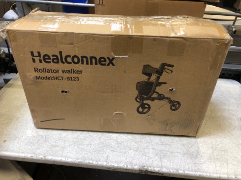 Photo 3 of Healconnex Rollator Walkers for Seniors-Folding Rollator Walker with Seat and Four 8-inch Wheels-Medical Rollator Walker with Comfort Handles and Thick Backrest-Lightweight Aluminium Frame and Basket Red