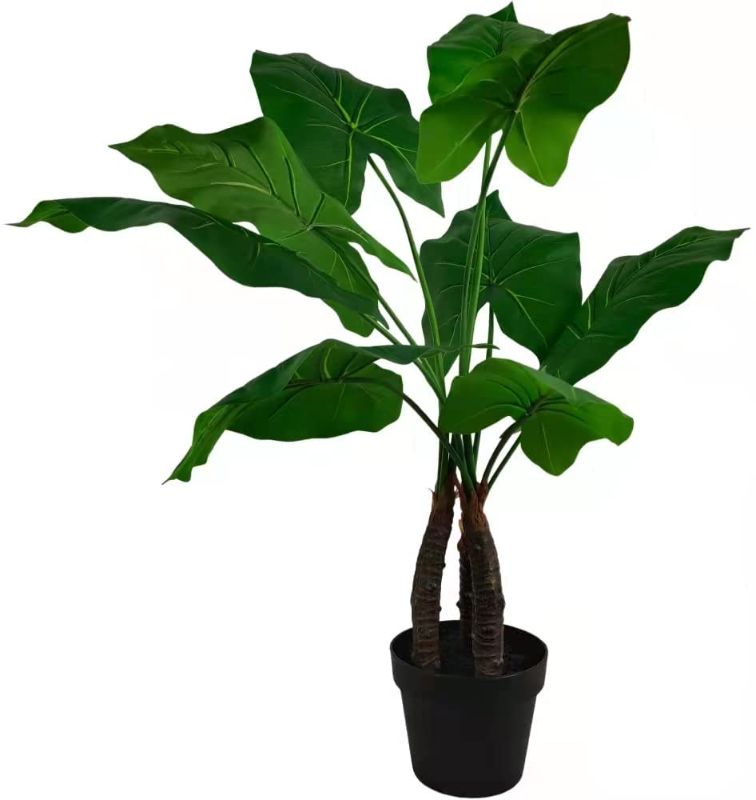 Photo 1 of Artificial Taro Leaves Fake Monstera Plant Tree Colocasia Elephant leaves ( TWO MISSING LEAVES )