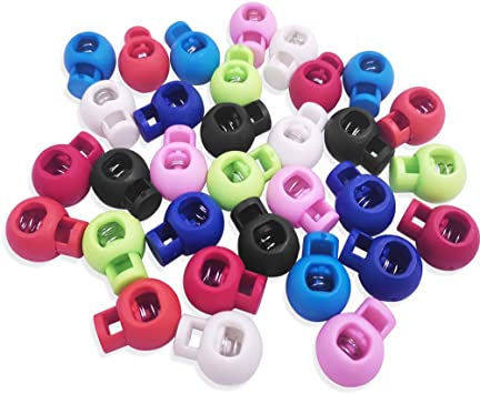 Photo 1 of 32 Pcs Plastic Cord Locks,DanziX Single Hole Spring Toggle Stopper adjustable Cord Long Cord Lock Round Toggle Plug for Camping,Hiking,Backpacks,Shoelaces Replacement-Assorted Colors
