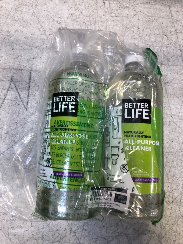 Photo 1 of BETTER LIFE All Purpose Cleaner, Multipurpose Home and Kitchen Cleaning Spray for Glass, Countertops, Appliances, Upholstery & More, Multi-surface Spray Cleaner - 32oz (Pack of 2) Clary Sage & Citrus
