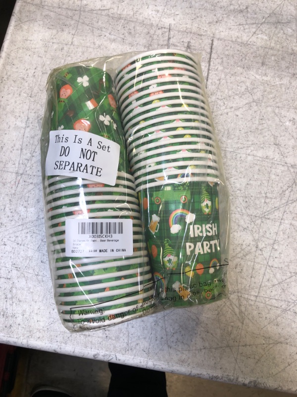 Photo 2 of 36 Pieces St. Patrick's Day Paper Cups 12 oz Shamrock Clover Coffee Cups Green Irish Theme Disposable Cups for St. Patrick's Day Party Supplies Coffee Beer Beverage Snack
