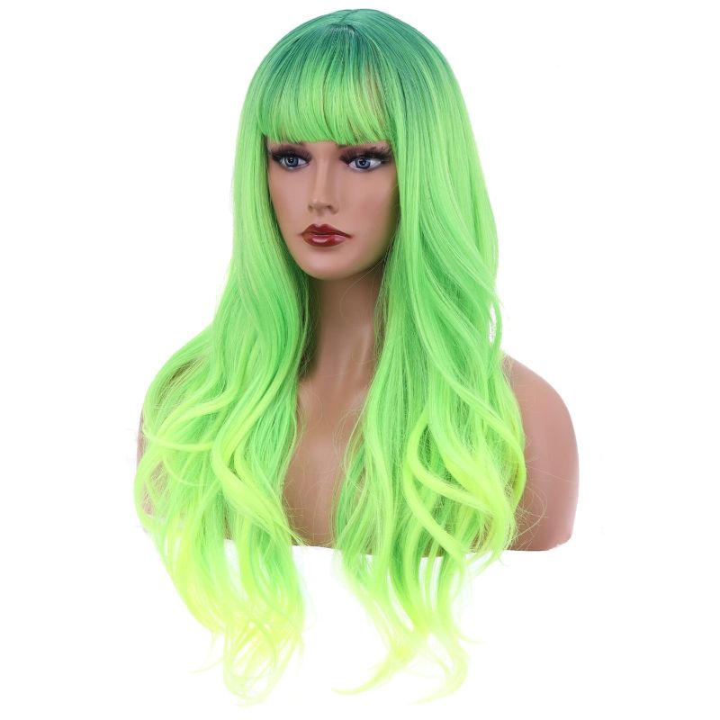 Photo 1 of  Neon Green Wig Long Synthetic Wig