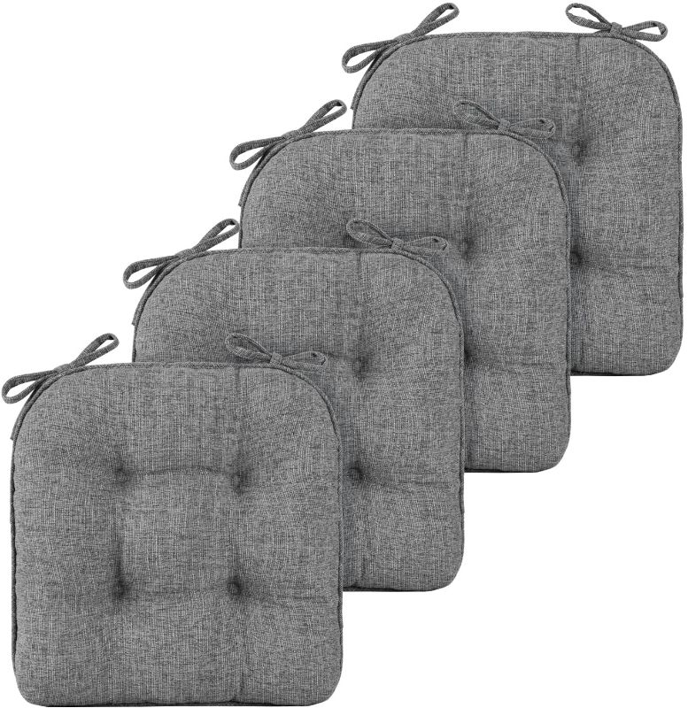 Photo 1 of Basic Beyond Chair Cushions for Dining Chairs 4 Pack, Memory Foam Chair Cushion with Ties and Non Slip Backing, 15.5 x 15.5 inches Tufted Chair Pads