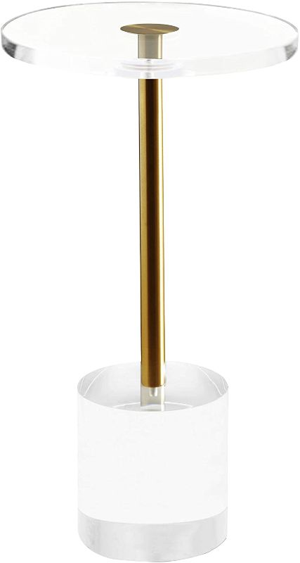 Photo 1 of Artmaze Clear Acrylic End Table,Side Table,Brushed Brass Metal 12x12 inch?21.3 inch high