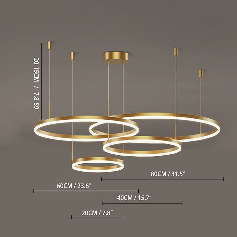 Photo 4 of LightInTheBox Gold Ring Chandelier, LED Circle Geometric Pendant Light Dimmable Gold Ceiling Light 