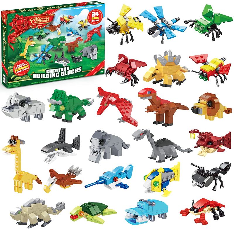 Photo 1 of Joyin 2022 Christmas Advent Calendar with Animal Building Blocks 24 Days Countdown Calendar Animals Figures Stem Toys for Boys Kids Party Favor, Xmas Gifts, Classroom Prizes
