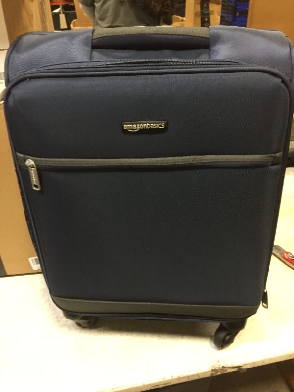 Photo 2 of Amazon Basics Softside Carry-On Spinner Luggage Suitcase - 21 Inch, Navy Blue Navy Blue 21-inch Suitcase