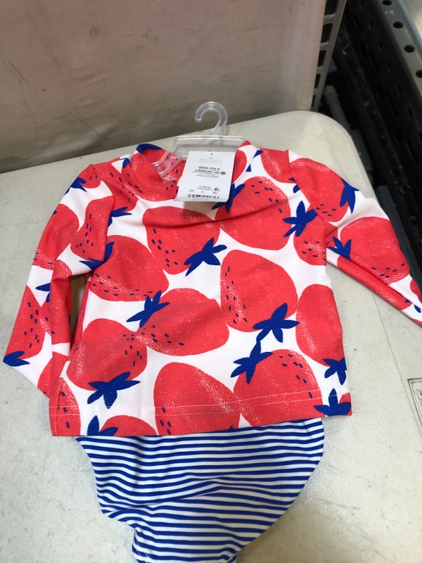 Photo 2 of Carter's Just One You® Baby Boys' 2pc Long Sleeve Floral Print Rash Guard Set Blue/Coral Orange
size 6 months 