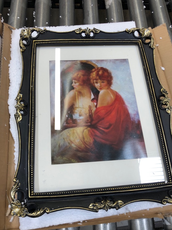 Photo 3 of 11x14 Picture Frame Antique Frame 11x14 Vintage Photo Frames 8x10 with Mat in Black with Gold Trim, Wall Mounting Poster Frames 11x14 Black