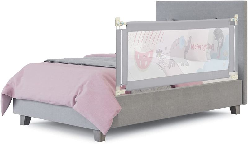 Photo 1 of BABY JOY Bed Rail for Toddlers, 57’’ Extra Long, Height Adjustable & Foldable Baby Bed Rail Guard w/Breathable Mesh & Double Safety Child Lock for Kids Twin Double Full Size Queen King Mattress, Gray
