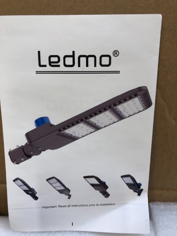 Photo 1 of 300W LED Parking Lot Lights Adjustable Slip Fitter Mount Natural White 5000K IP65 Waterproof Commercial LED Street Light Outdoor Dusk to Dawn Photocell