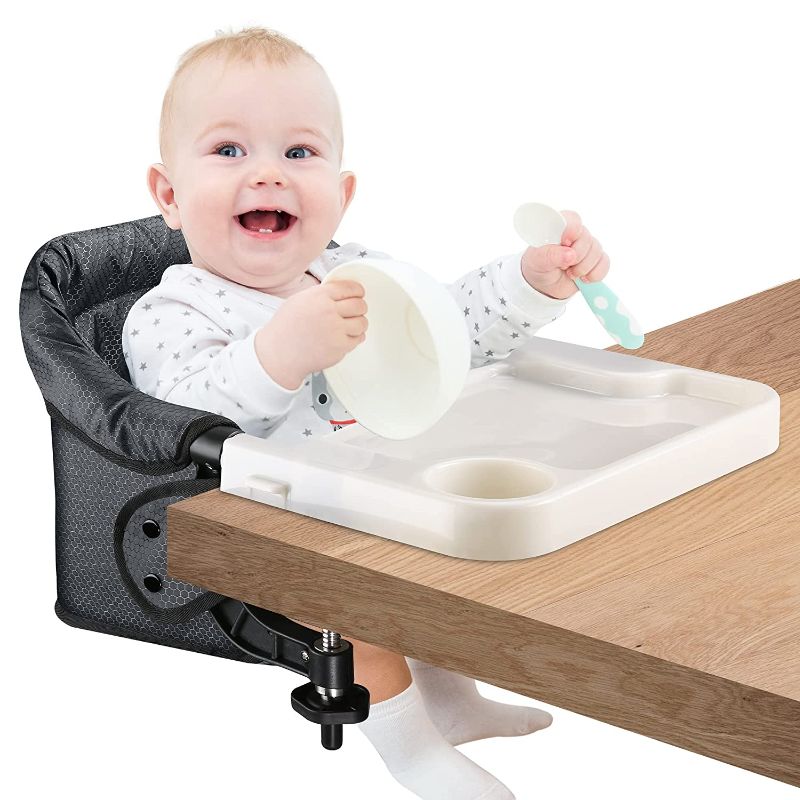 Photo 1 of Hook On Chair with Removable Dining Tray,Folding Baby Chair with Storage Bag for Indoor/Outdoor(Black)
