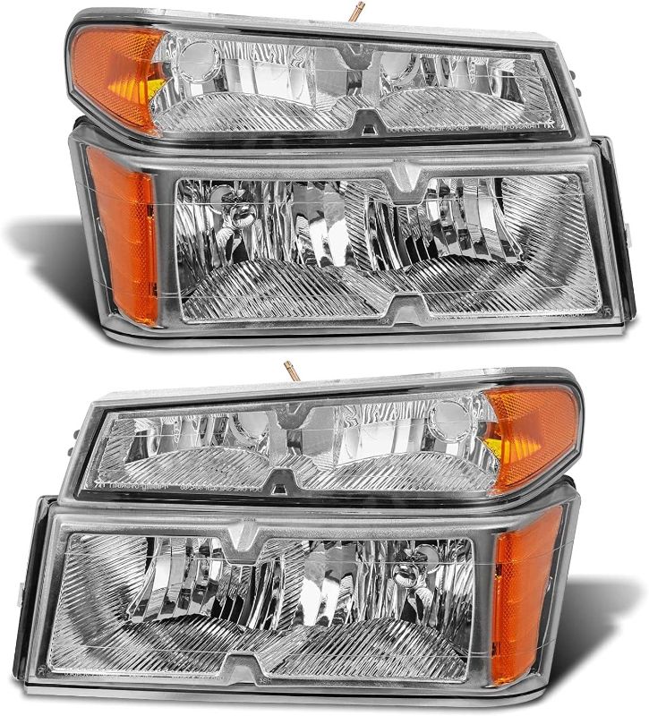 Photo 1 of 2004 2005 2006 2007 2008 2009 2010 2011 2012 Colorado Headlight Assembly for 04-12 Chevy Colorado/GMC Canyon / 2006-2008 ISUZU I-Series Headlamp Replacement Pair - Chrome Housing