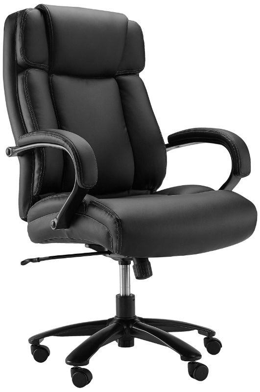 Photo 1 of Amazon Basics Big & Tall Adjustable Executive Office Chair - 500-Pound Capacity, Black Faux Leather