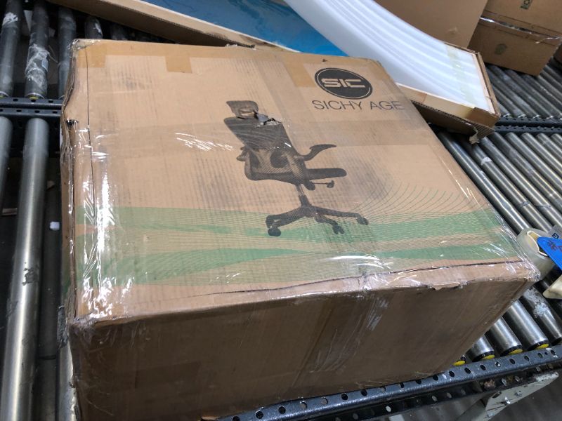 Photo 1 of SICHY AGE Office Chair Ergonomic Office Chair Tilt Function Adjustable Headrest with Flip-Up Arms, Cushion for Lumbar Support Office Chair, 360 Degree Swivel Desk Chairs Grey Office Chair