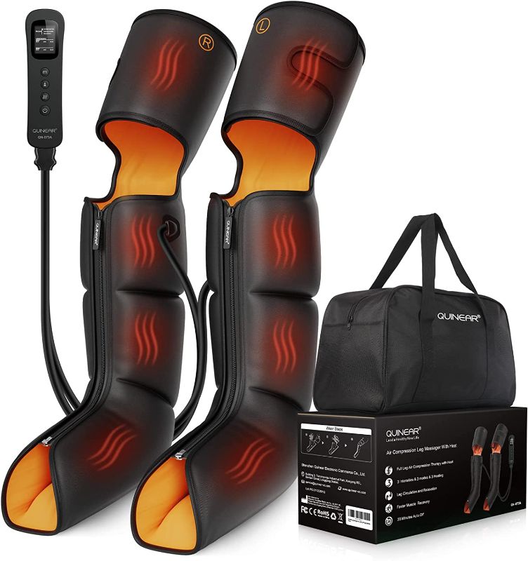 Photo 1 of QUINEAR Leg Massager, 3-in-1 Foot Calf & Thigh Massager with Heat and Compression Therapy, Leg Massage Boots for Wollen Legs, Edema, RLS Pain Relief
