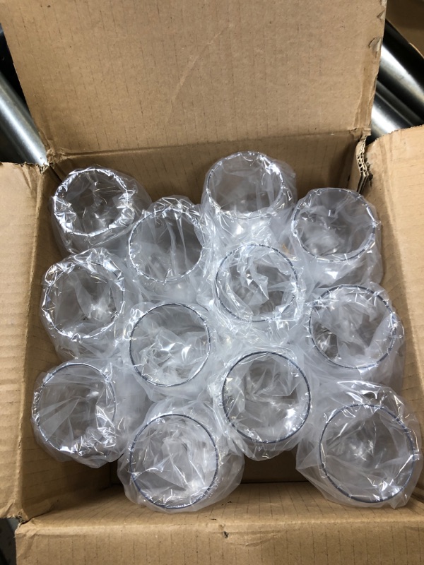 Photo 2 of 24 piece Stemless Unbreakable Crystal Clear Plastic Wine Glasses Set of 24 (10 Ounces) Clear 10.0 ounces