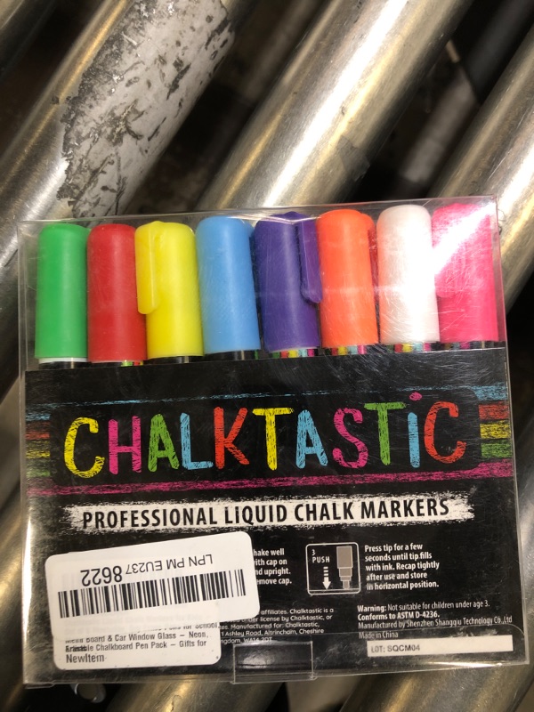 Photo 2 of Chalkboard Markers for Kids - Chalktastic Set of 8 Washable, Erasable Chalk Ink Dry Erase Pens for School, Chalkboard Menu Board & Glass Car Window - Neon, Pastel, White Chalk Pens - Gifts for Artists Classic - 8 Pack