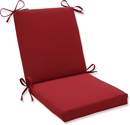 Photo 1 of Pillow Perfect Pompeii Solid Indoor/Outdoor One Piece Chair Cushion Deep Seat, Weather and Fade Resistant, Square Corner - 36.5" x 18", Red
