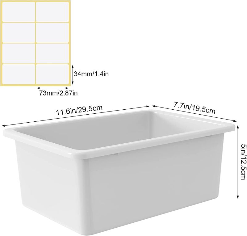 Photo 1 of Zonon 2 Pieces Plastic Cubby Bins Office Kids Storage Container Kids Toy Storage Organizer Bins for WITH LABELS PADS  Classroom (White, 11.6 x 7.7 x 4.9 Inch) White 11.6 x 7.7 x 4.9 Inch
