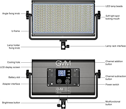 Photo 7 of GVM 1500D RGB LED Video Light, 75W Video Lighting Kit with Bluetooth Control, 2 Packs Led Panel Light for Photography, YouTube Studio, Video Shooting, Conference, 1128 Led Beads - CANT VERIFY ALL ITEM COUNT