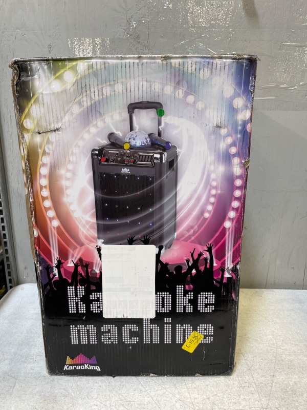 Photo 3 of KaraoKing Wireless Karaoke Machine for Adults & Kids 4 in 1: Karaoke, Disco Ball, Bluetooth Party Speaker with Subwoofer, Guitar Amplifier, 2 Wireless Microphones, Phone/Tablet Holder & Remote (G100)