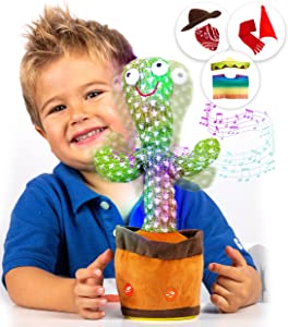 Photo 1 of Chuchik Dancing Talking Cactus Toy for Babies – 60 Songs the Singing Cactus Toy with 3 Changeable Outfits – Plush Wiggle Dancing Talking Repeating Mimicking Cactus Toy with Glowing LED Lights (1 Pack)
