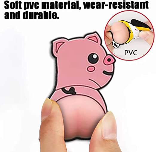 Photo 1 of 2-PACK:: 2 PCS Cute Animal Stickers, Anti Collision Car Door Stickers, Waterproof 3D Silicone Butt Stickers for Car, Car Accessories Car Door Guards Protectors Rearview Mirror Bumper Stickers (Pig)
