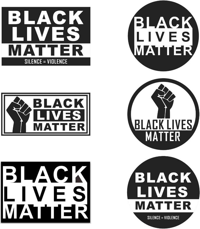 Photo 1 of 3-PACK:: 6 item Black Lives Matter Sticker Set Vinyl Decal Anti-Racism BLM Movement Bumper Sticker Car Phone Helmet Window Truck Wall Laptop Skins Decals ***** SEE PHOTOS -- ONE PACKAGE IS CREASED ***
