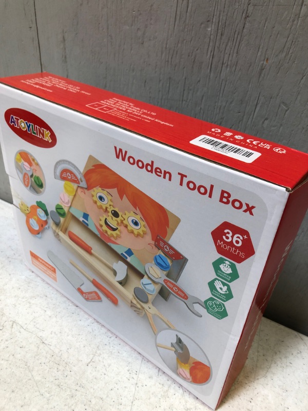 Photo 2 of Atoylink Kids Wooden Tool Set for Toddlers Tool Box Kit Boys Girls Montessori Educational Learning Construction Toys Preschool Gift for 2 3 4 5 6 Year Old
